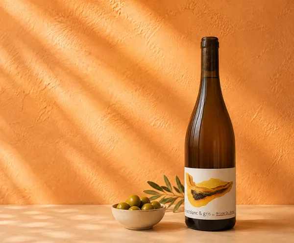 Orange Wein Pinot Gris und Pinot Blanc
